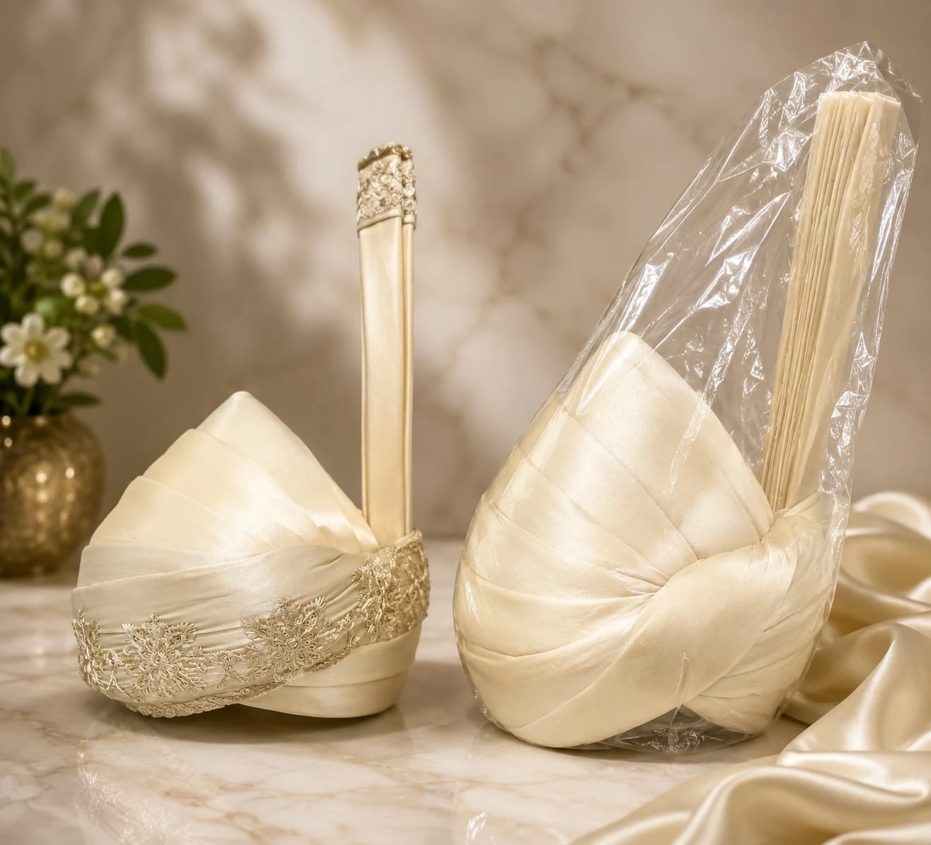 The Royal Ivory Embroidered Groom Turban (Kulla)