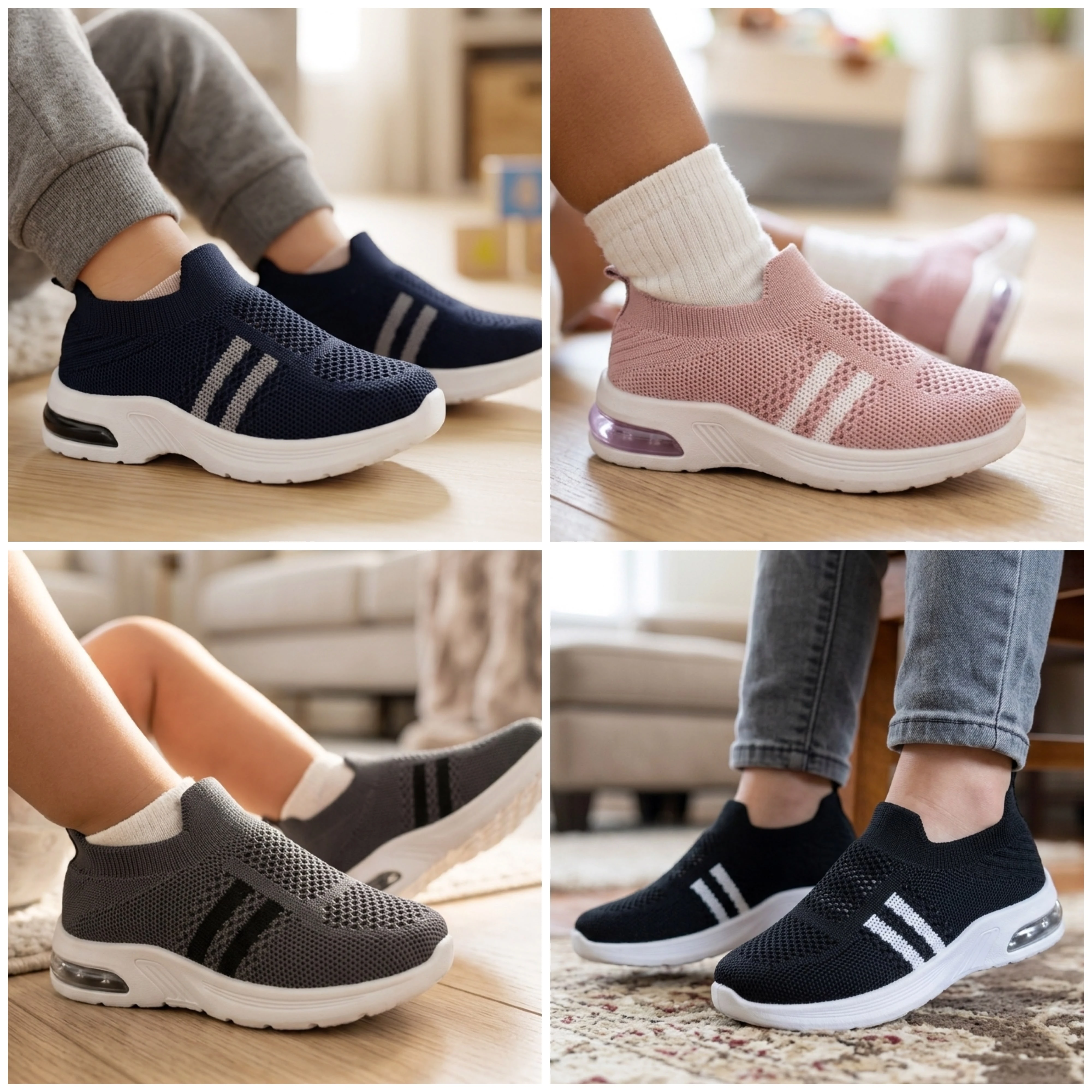 Kids BreezeStride Knit Slip-On Air Cushion Sneakers