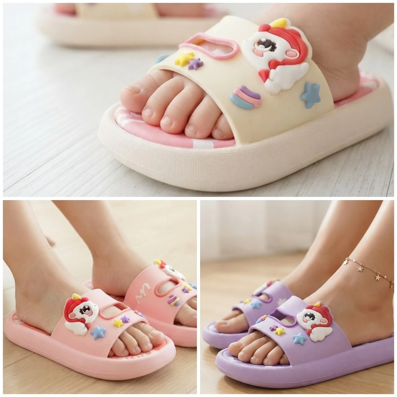 Cute Unicorn Soft Cushion Slide Sandals for Kids