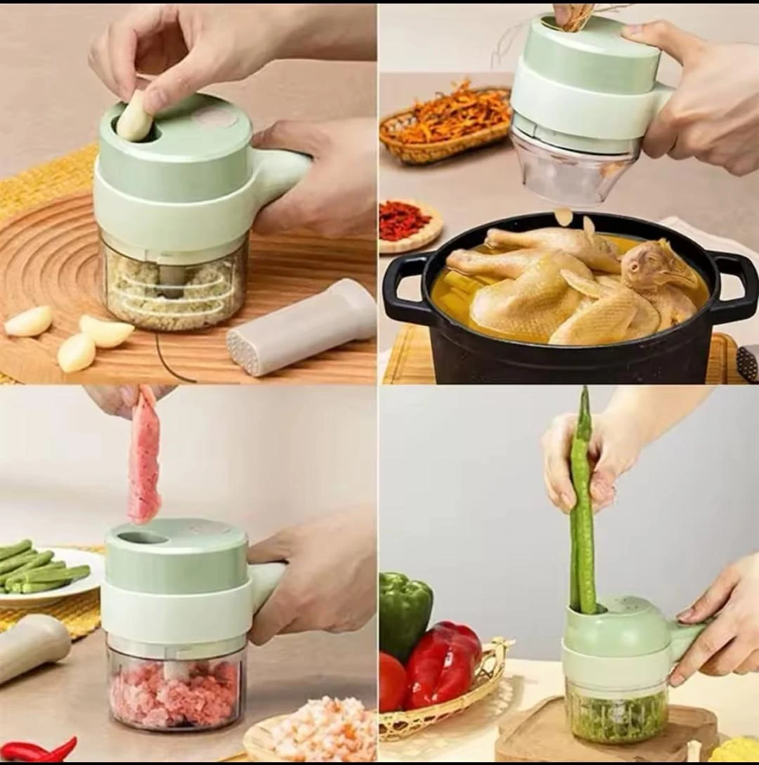 4-in-1 Handheld Electric Vegetable Cutter & Mini Food Processor Set