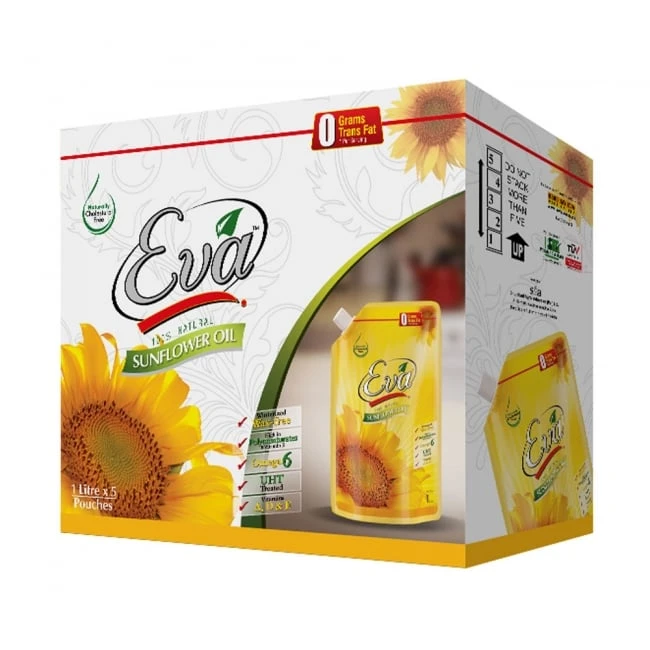 Eva Sunflower Oil Standup Pouch 1L x 5